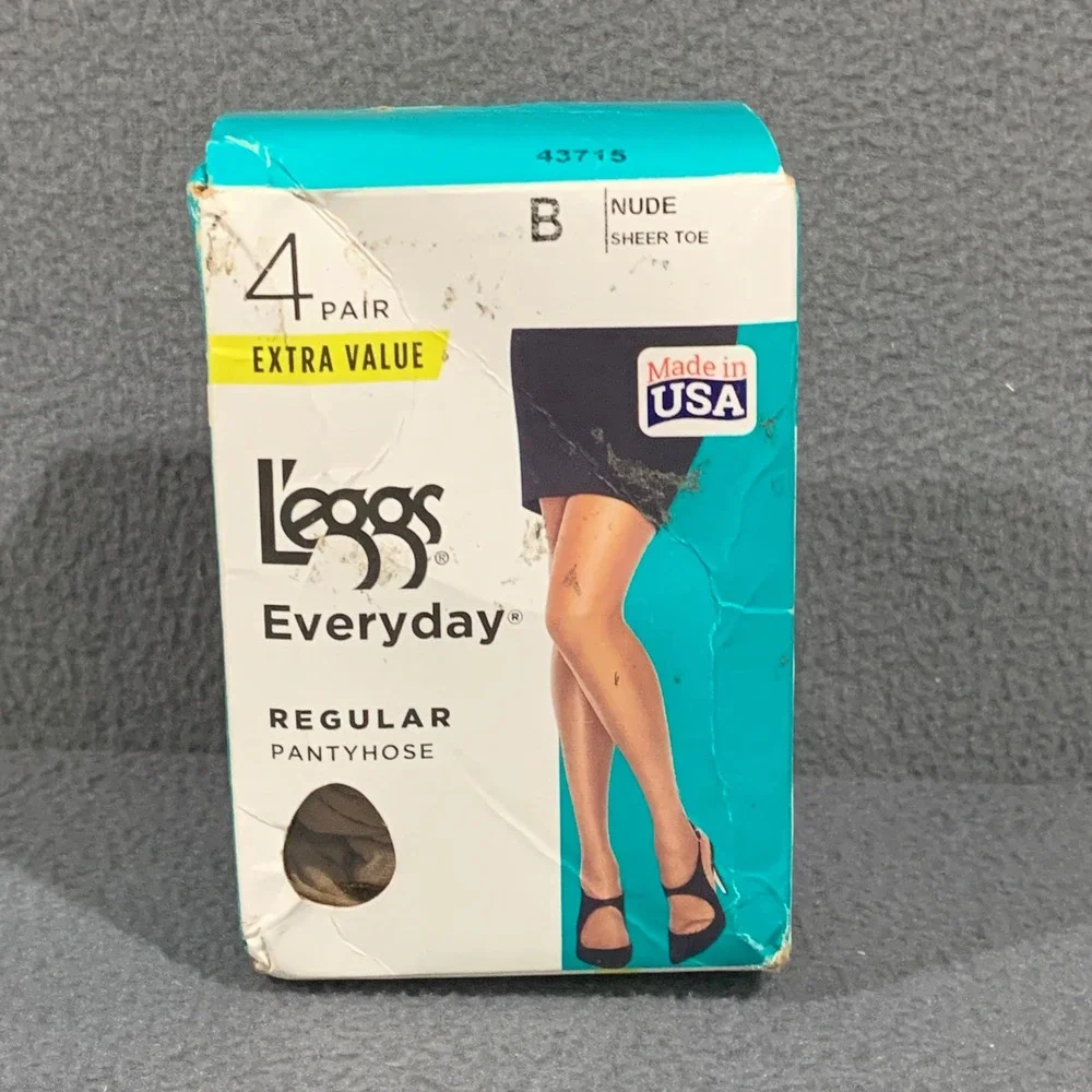 L'eggs Everyday Regular Pantyhose 4 Pair Nude Sheer‎ Toe Size B Medium 43715 USA